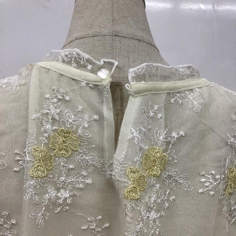 ミスティウーマン mysty woman カットソー 長袖 MW860039AL チュール刺繍袖タックブラウス FREE 刺繍 白 / ホワイト / X 黄 / イエロー /  レディース USED 古着 中古 10107166