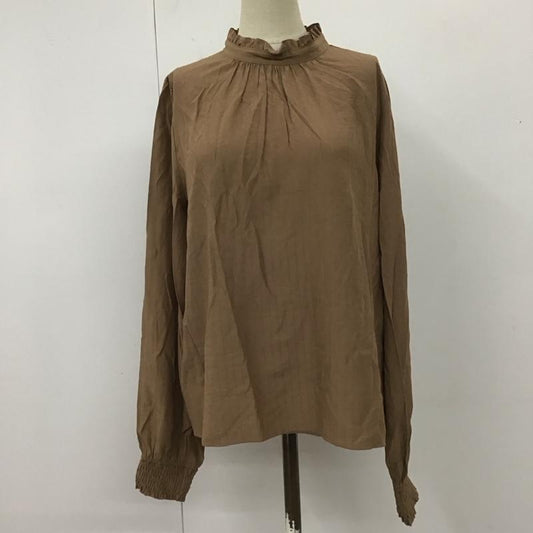 シップス SHIPS カットソー 長袖 803-11-0188 襟フリル スタンドカラー ストライプ 茶 / ブラウン /  レディース USED 古着 中古 10112647