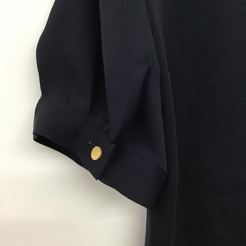 グリーンレーベルリラクシング green label relaxing カットソー 半袖 3511-299-1202 WTODサテンブラウス 半袖カットソー M 無地 紺 / ネイビー / レディース USED 古着 中古 10132938