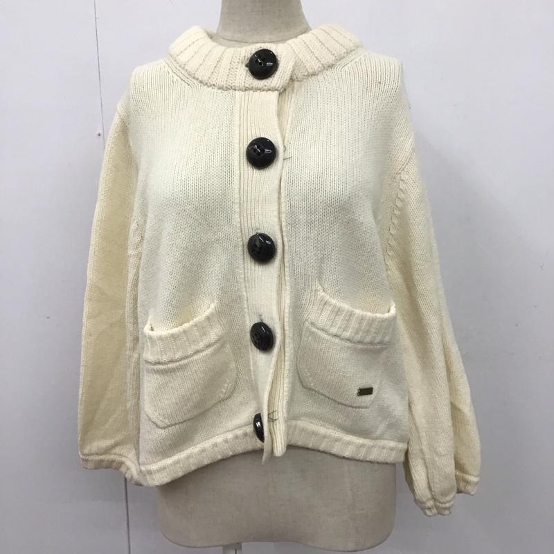 バーバリーブルーレーベル BURBERRY BLUE LABEL カーディガン 長袖 E1N03-351-02 クルーネック 38 無地 アイボリー / アイボリー / レディース USED 古着 中古 10107548