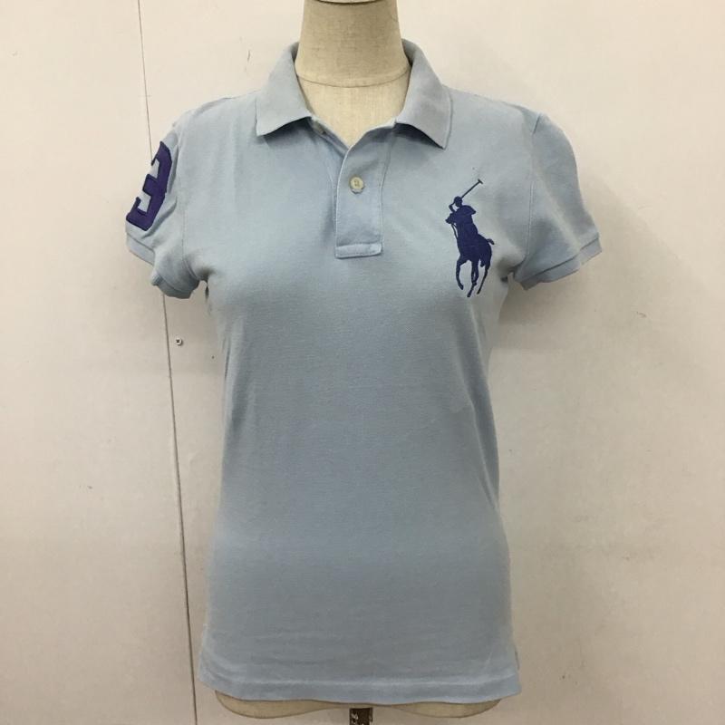 ラルフローレン RALPHLAUREN ポロシャツ 半袖 半袖ポロシャツ カラーシャツ 半袖カットソー S ロゴ、文字 水色 / ライトブルー / レディース USED 古着 中古 10116310