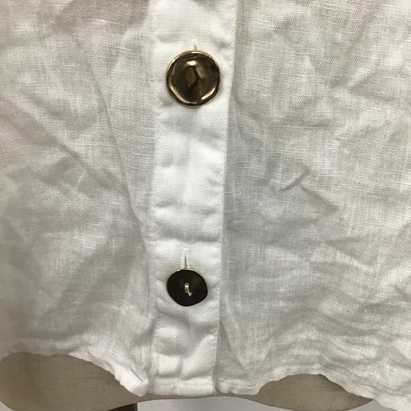 ザラ ZARA カットソー 半袖 麻 リネン Vネック ブラウス L 無地 白 / ホワイト /  レディース USED 古着 中古 10107167