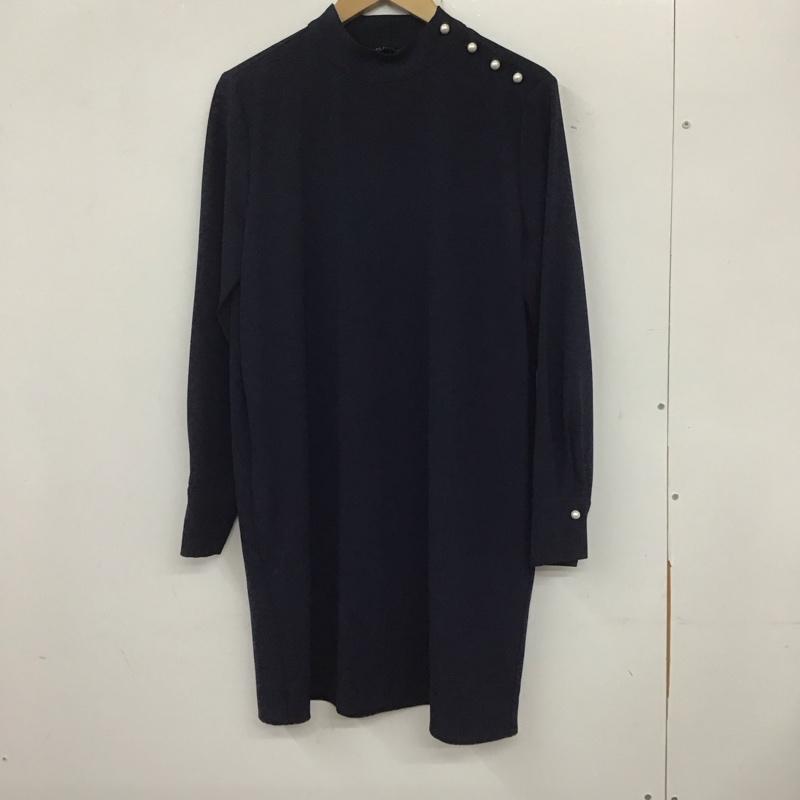 ザラベーシック ZARA BASIC ワンピース ひざ丈スカート S 無地 紺 / ネイビー / レディース USED 古着 中古 10136869