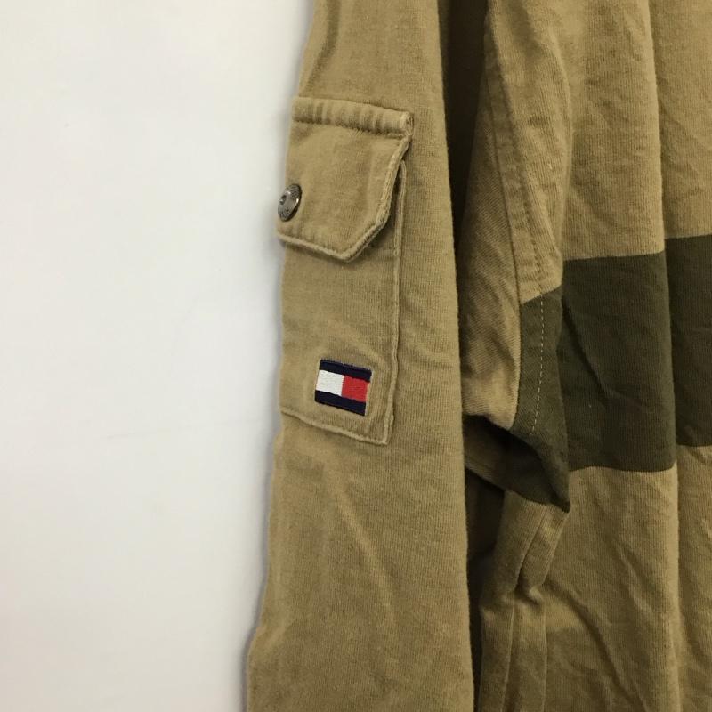 トミーヒルフィガー TOMMY HILFIGER ポロシャツ 長袖 長袖ポロシャツ 長袖カットソー カラーシャツ 90s L 無地 ベージュ / ベージュ / メンズ USED 古着 中古 10132310