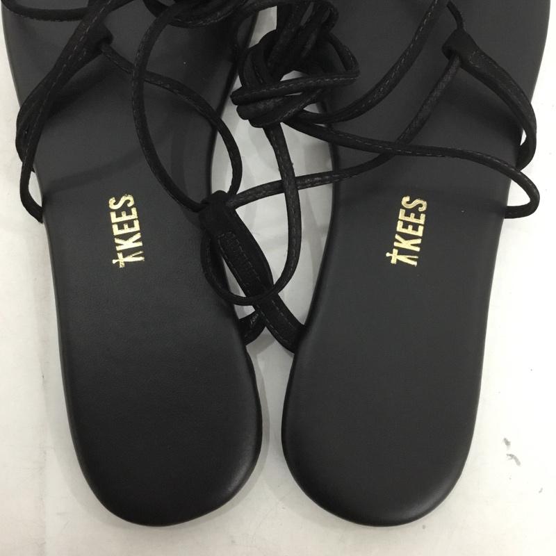 古着 USED サンダル サンダル TKEES 編み上げ レースアップ 39 US:8 無地 黒 / ブラック / レディース USED 古着 中古 10138012