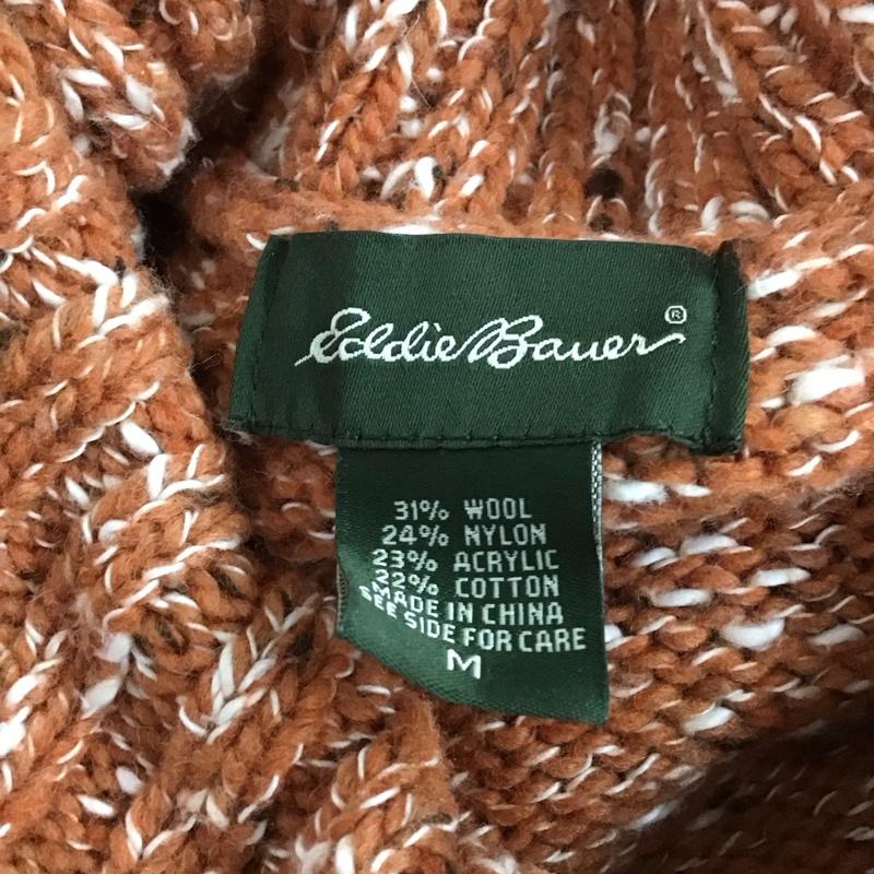 エディーバウアー Eddie Bauer ニット、セーター 長袖 長袖ニット 長袖カットソー リブニット セーター Vネック M 無地 橙 / オレンジ / メンズ USED 古着 中古 10111261