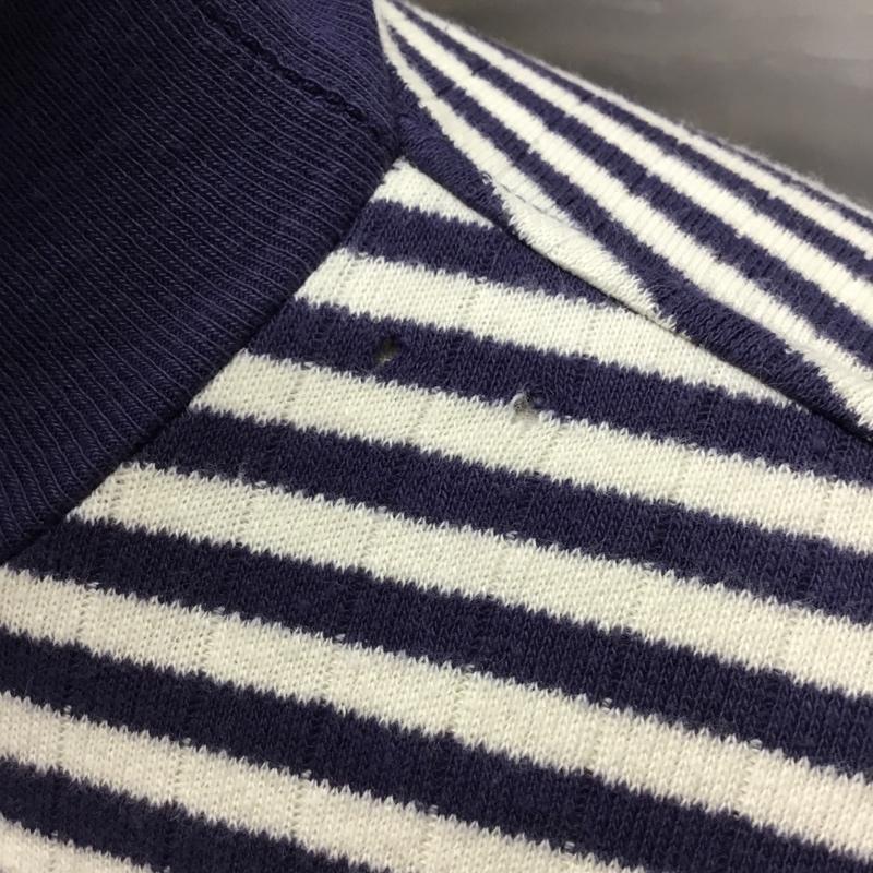 ラルフローレン RALPHLAUREN ニット、セーター 長袖 長袖ニットカットソー ニット セーター タートルネックニット L ボーダー柄 白 / ホワイト / X 紺 / ネイビー / メンズ USED 古着 中古 10120258
