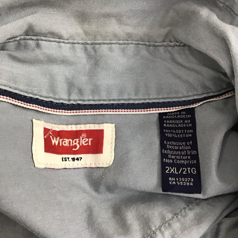 ラングラー Wrangler シャツ、ブラウス 長袖 長袖シャツ カラーシャツ ポケットシャツ 長袖カットソー 古着 XXL ロゴ、文字 水色 / ライトブルー /  メンズ USED 古着 中古 10108694