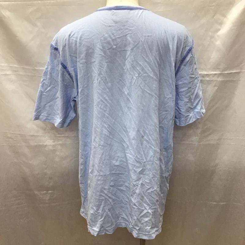 トミーヒルフィガー TOMMY HILFIGER Tシャツ 半袖 半袖カットソー プリントTシャツ クルーネックカットソー XL ロゴ、文字 水色 / ライトブルー / メンズ USED 古着 中古 10113883