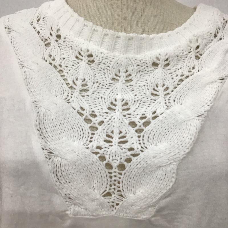ザラ ZARA カットソー 半袖 7901 480 250 ニット切替 M 無地 白 / ホワイト /  レディース USED 古着 中古 10106996