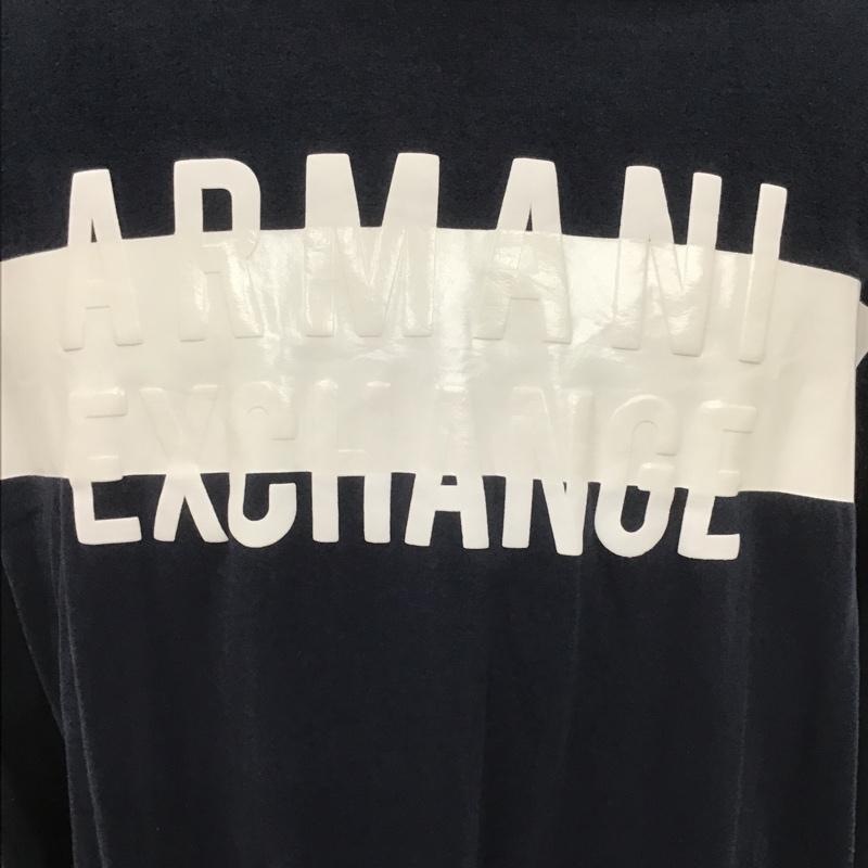 アルマーニエクスチェンジ A/X ARMANIEXCHANGE カットソー 長袖 3gztvf z8m9z 長袖カットソー プリントTシャツ クルーネックカットソー XL ロゴ、文字 紺 / ネイビー / メンズ USED 古着 中古 10106236