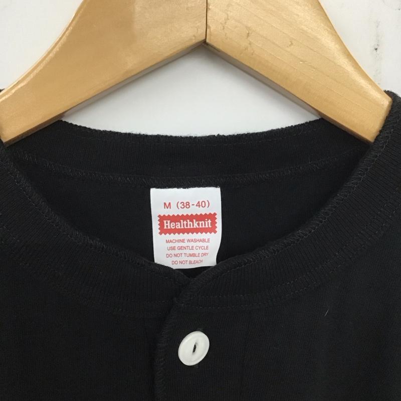 ヘルスニット Healthknit カットソー 半袖 半袖カットソー 無地Tシャツ ヘンリーネックカットソー M 無地 黒 / ブラック / メンズ USED 古着 中古 10138111
