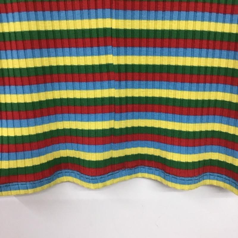 ザラ ZARA ポロシャツ 半袖 マルチボーダー リブ M ボーダー柄 マルチカラー / マルチカラー / レディース USED 古着 中古 10139133