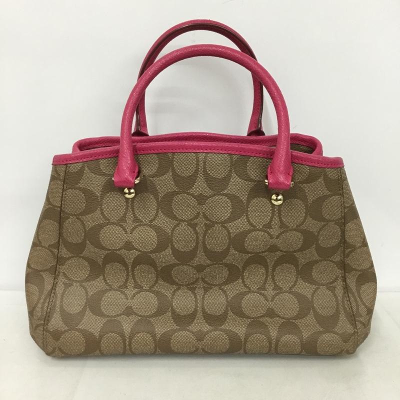 コーチ COACH ハンドバッグ ハンドバッグ ショルダーバッグ 2WAY シグネチャー ロゴ、文字 ベージュ / ベージュ / X 桃 / ピンク / レディース USED 古着 中古 10133100