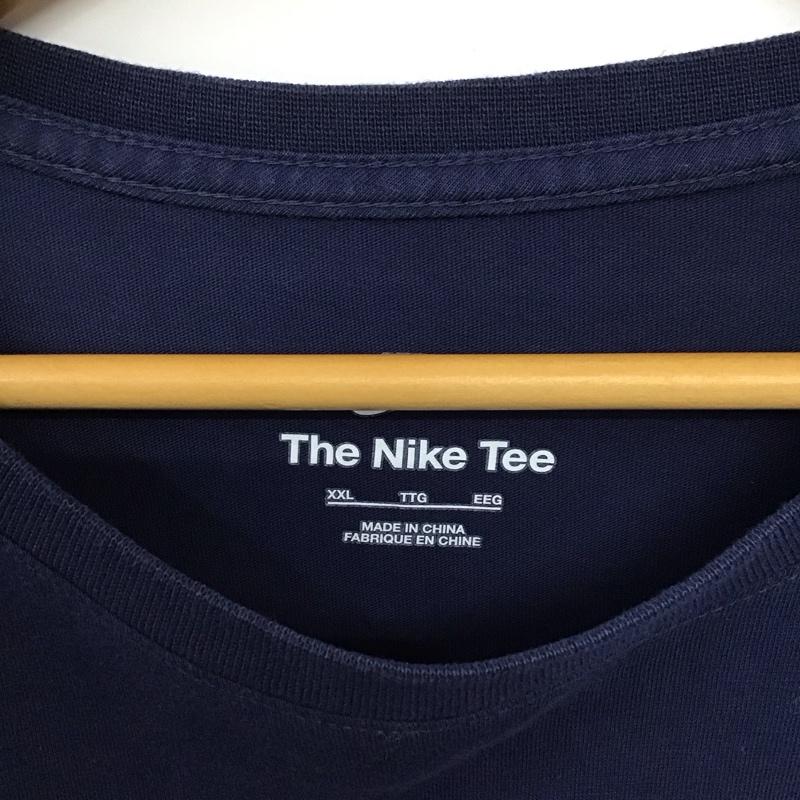 ナイキ NIKE カットソー 長袖 長袖カットソー プリントカットソー クルーネック スポーツウェア XXL ロゴ、文字 紺 / ネイビー / メンズ USED 古着 中古 10136164