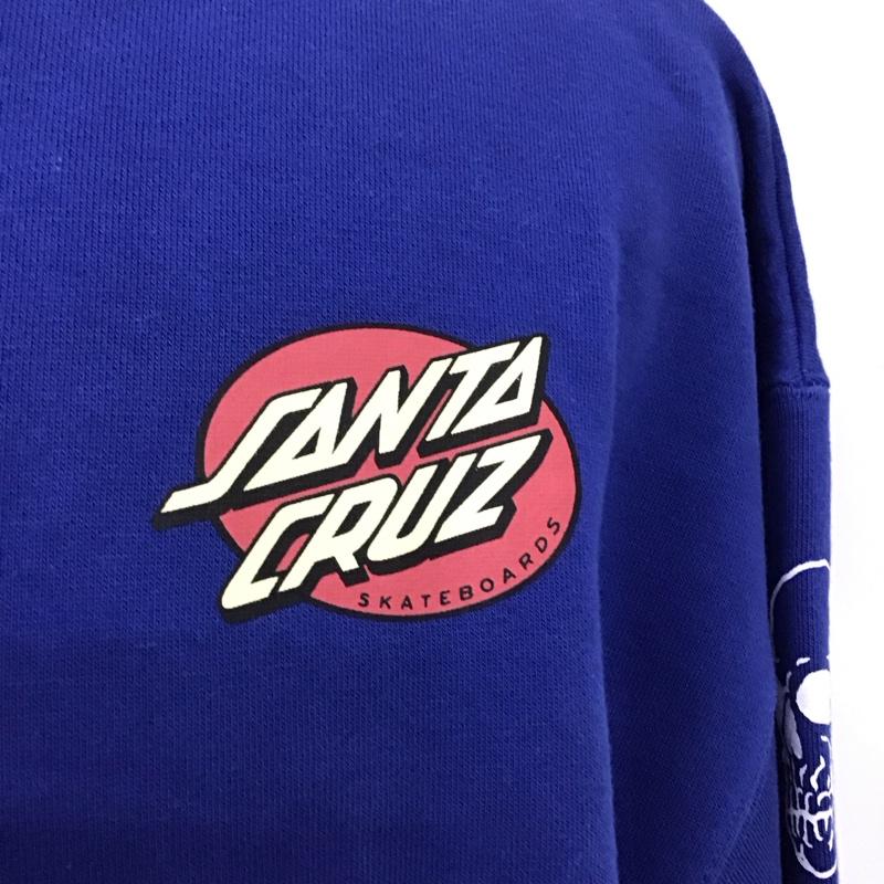 サンタクルーズ SANTA CRUZ パーカー 長袖 長袖パーカー フード付きパーカー プリントスウェット トレーナー L ロゴ、文字 青 / ブルー /  メンズ USED 古着 中古 10120616