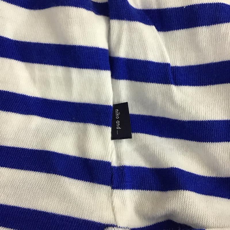 ニコアンド niko and... カットソー 半袖 半袖カットソー プリントTシャツ クルーネックカットソー L ボーダー柄 白 / ホワイト / X 青 / ブルー / レディース USED 古着 中古 10114332