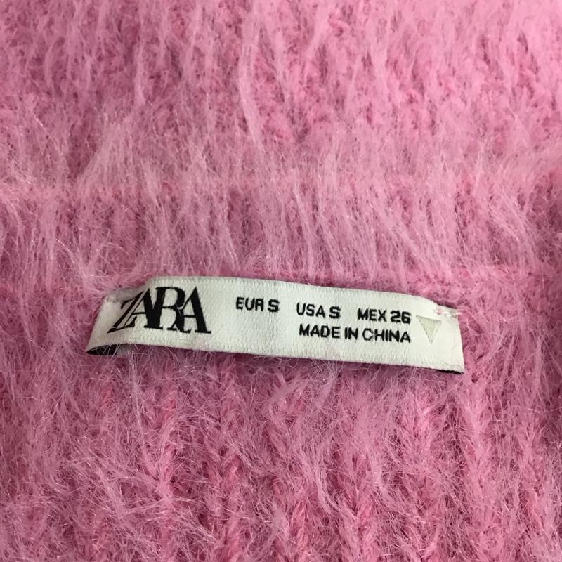 ザラ ZARA ニット、セーター 長袖 長袖ニットカットソー クルーネックカットソー セーター S 無地 桃 / ピンク / レディース USED 古着 中古 10118527