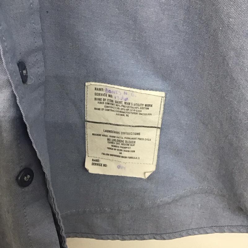 ミリタリー ミリタリー シャツ、ブラウス 長袖 長袖シャツ 無地シャツ カラーシャツ ミリタリーシャツ L ロゴ、文字 水色 / ライトブルー / メンズ USED 古着 中古 10140670