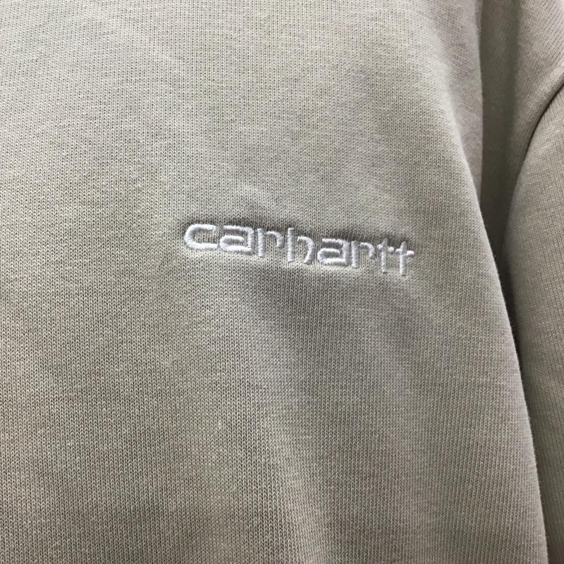 カーハート Carhartt トレーナー 長袖 長袖トレーナー スウェット クルーネック リブスウェットカットソー XL ロゴ、文字 ベージュ / ベージュ /  メンズ USED 古着 中古 10116286