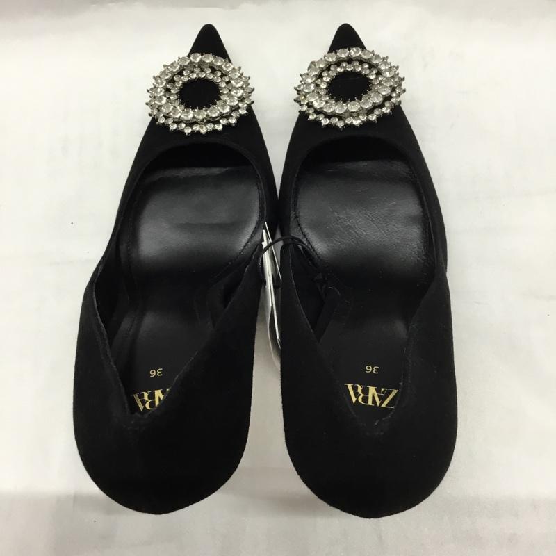 ザラ ZARA パンプス パンプス 1263 810 040 ハイヒール ポインテッドトゥ 36 ビシュー タグ付き ワンポイント 黒 / ブラック / レディース USED 古着 中古 10110157