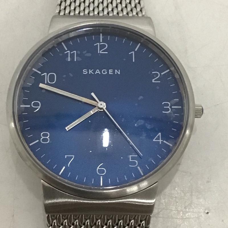 スカーゲン SKAGEN 腕時計 アナログ(クォーツ式) SKW6164 箱有 ロゴ、文字 銀 / シルバー / X 紺 / ネイビー / メンズ USED 古着 中古 10134344