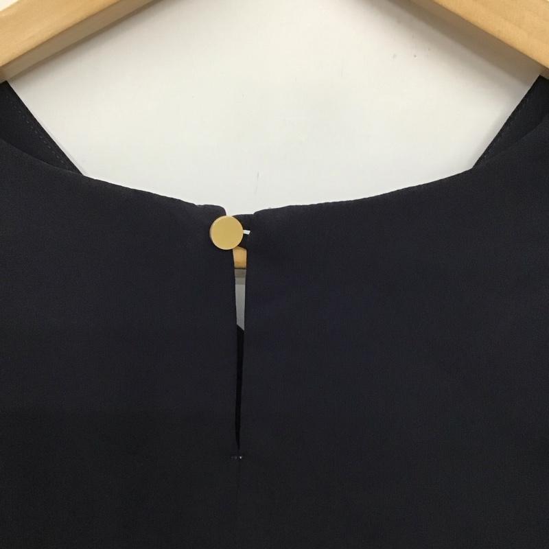 グリーンレーベルリラクシング green label relaxing カットソー 半袖 3511-299-1202 WTODサテンブラウス 半袖カットソー M 無地 紺 / ネイビー / レディース USED 古着 中古 10132938