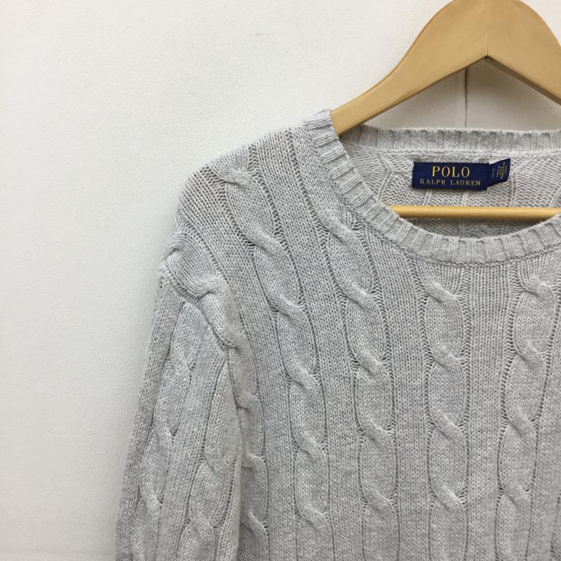 ポロラルフローレン POLO RALPH LAUREN ニット、セーター 長袖 ケーブルニット S 刺繍 X ワンポイント 灰 / グレー / メンズ USED 古着 中古 10136063