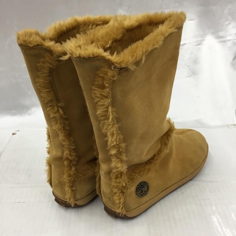 ティンバーランド Timberland ブーツ ショートブーツ 61644 スウェード ボア 8M ワンポイント キャメル / キャメル / レディース USED 古着 中古 10103616