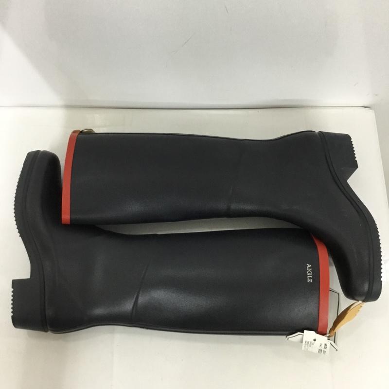 エーグル AIGLE 長靴、レインシューズ 長靴、レインシューズ ZZF8408 ミスジュリエットA ラバーブーツ 37 ロゴ、文字 黒 / ブラック / レディース USED 古着 中古 10135771