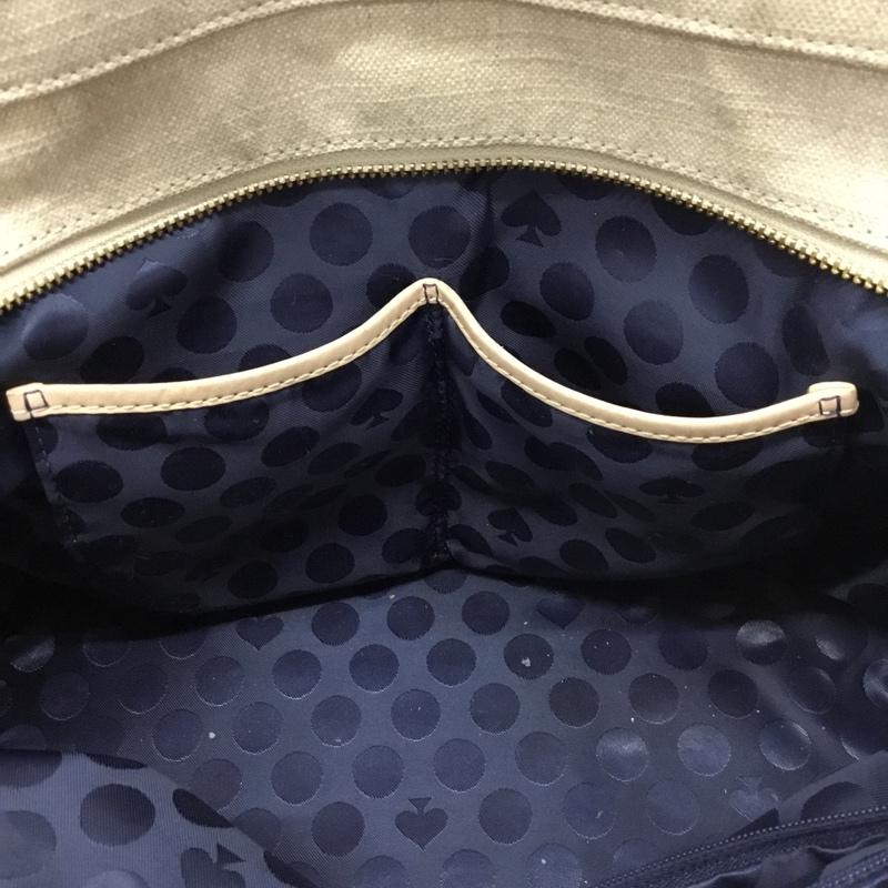 ケイトスペード Kate Spade トートバッグ トートバッグ PXRU5024 バイカラー レザー ジュートキャンバス ロゴ、文字 ベージュ / ベージュ / X 黒 / ブラック / レディース USED 古着 中古 10107884