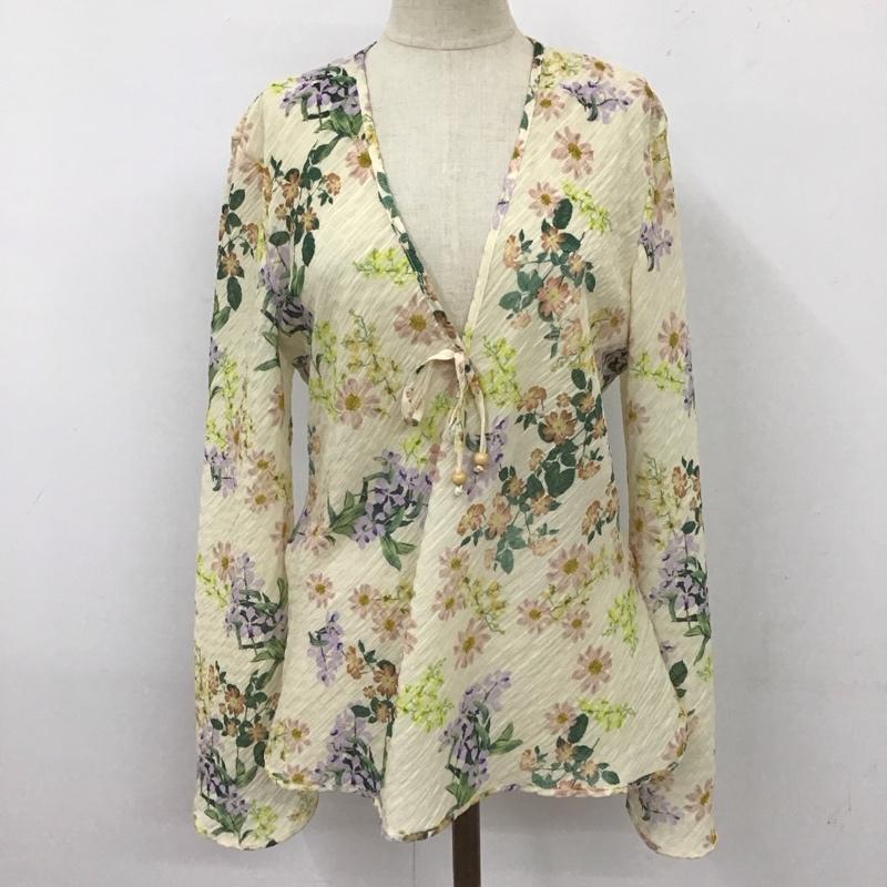 ザラ ZARA カットソー 長袖 Vネック M 花柄 マルチカラー / マルチカラー /  レディース USED 古着 中古 10113065