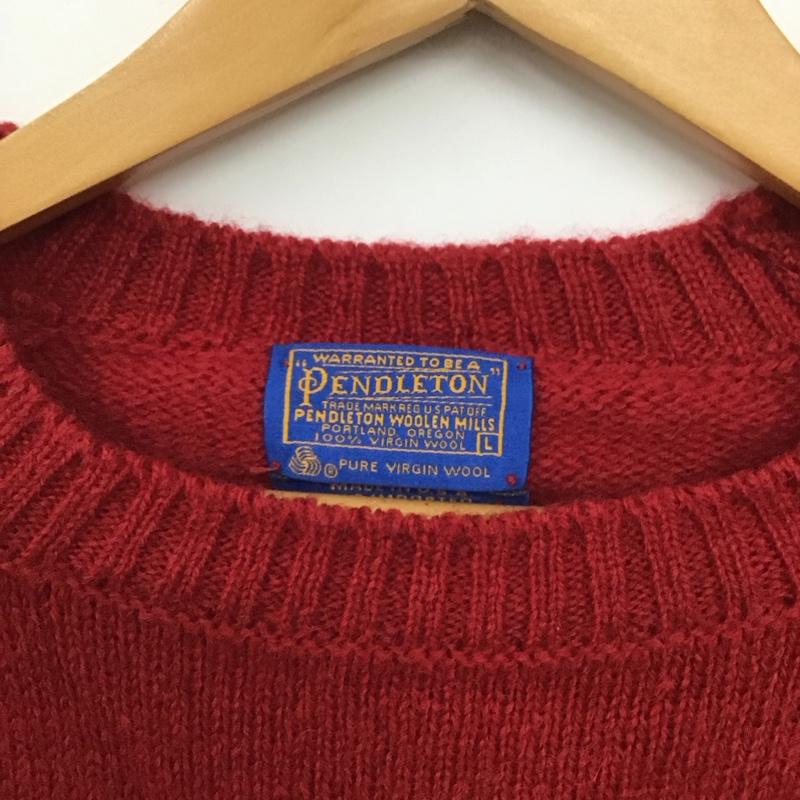 ペンドルトン PENDLETON ニット、セーター 長袖 長袖ニットカットソー クルーネック セーター 70s L 無地 赤 / レッド / メンズ USED 古着 中古 10130896
