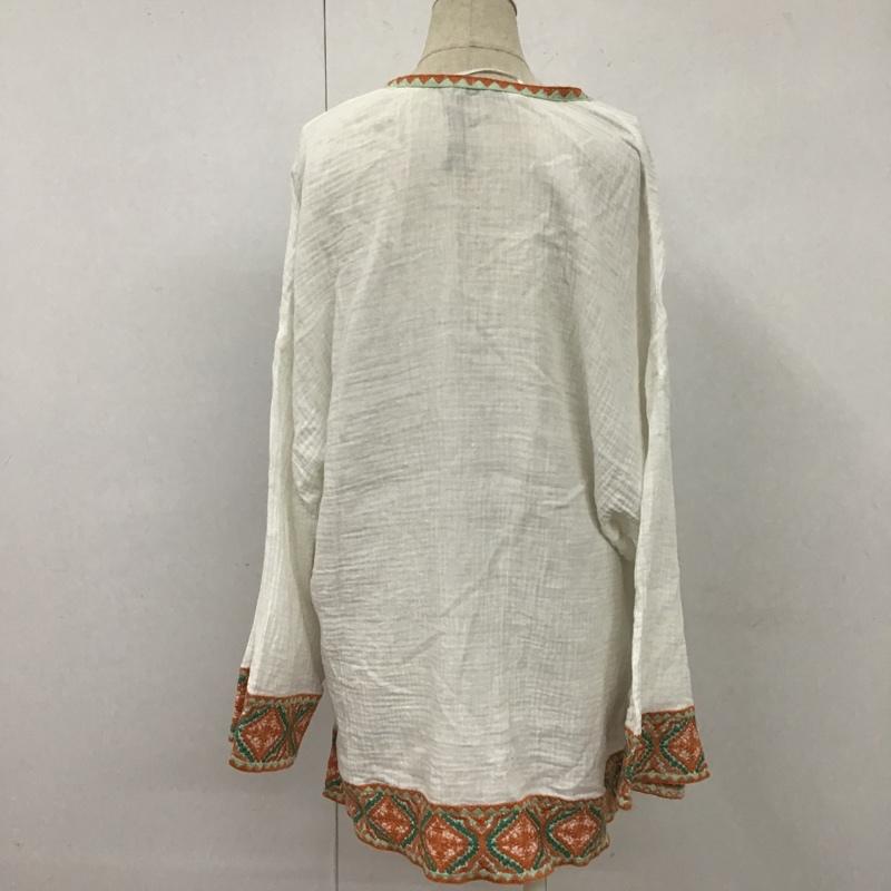ザラ ZARA カットソー 長袖 4786 278 251 Vネック ガーゼ S 刺繍 白 / ホワイト /  レディース USED 古着 中古 10107157