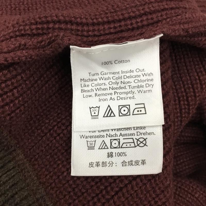 エディーバウアー Eddie Bauer ニット、セーター 長袖 長袖ニットカットソー ニット セーター ジップネックニット L プリント えんじ / ワインレッド / メンズ USED 古着 中古 10122311