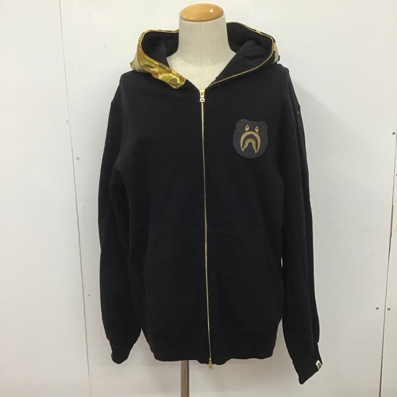 アベイシングエイプ A BATHING APE パーカー 長袖 長袖パーカー フード付きパーカー プリントスウェット トレーナー ジップアップパーカー XXL ロゴ、文字 黒 / ブラック / メンズ USED 古着 中古 10107439
