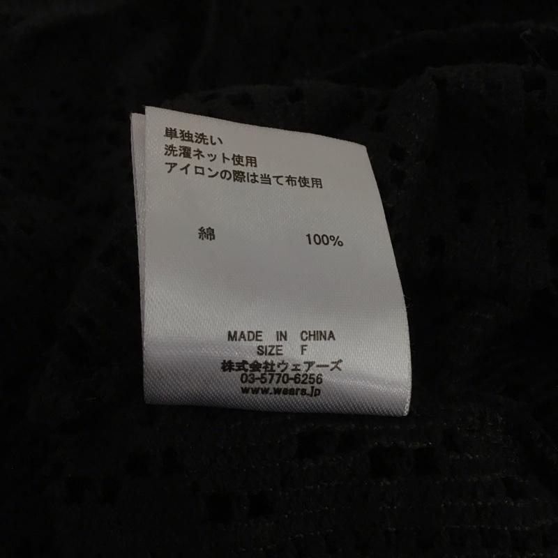 ダブルクローゼット w closet シャツ、ブラウス 半袖 半袖ニットシャツ 前ボタン 編み上げニット 総柄 黒 / ブラック / レディース USED 古着 中古 10138827