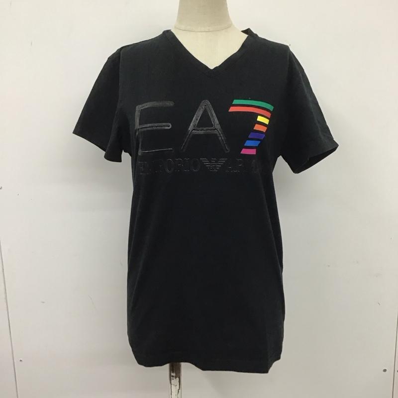 エンポリオアルマーニ EMPORIO ARMANI Tシャツ 半袖 半袖カットソー プリントTシャツ クルーネックカットソー M ロゴ、文字 黒 / ブラック / レディース USED 古着 中古 10109258