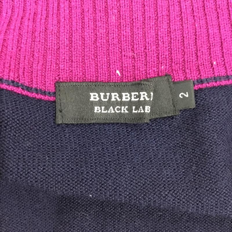 バーバリーブラックレーベル BURBERRY BLACK LABEL ジャケット、上着 ジャンパー、ブルゾン ジップアップジャケット ニットカーディガン ジップアップニット スタンドカラー 2 ロゴ、文字 紺 / ネイビー / メンズ USED 古着 中古 10106500
