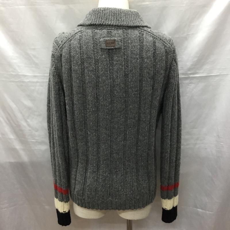 アルマーニジーンズ ARMANI JEANS カーディガン 長袖 長袖ニットカーディガン 前ボタン カラーニットカーディガン L 無地 灰 / グレー / メンズ USED 古着 中古 10121507
