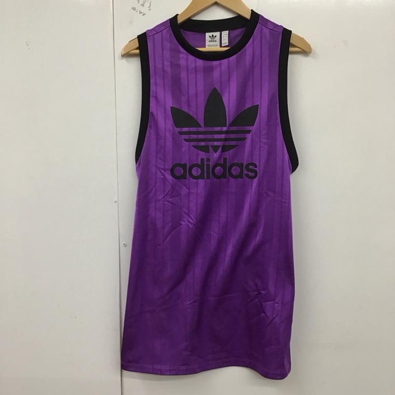 アディダス adidas タンクトップ タンクトップ dv0136 ロングタンクトップ ノースリーブカットソー スポーツウェア L ロゴ、文字 紫 / パープル / レディース USED 古着 中古 10129749