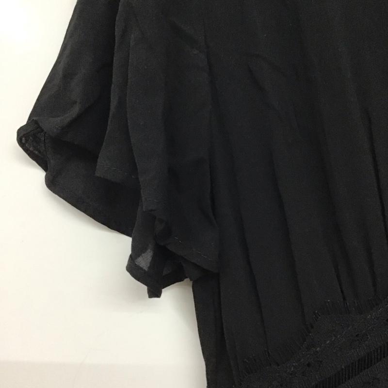 ザラ ZARA ワンピース ひざ丈スカート 半袖ワンピース フレアスカート 前開き M 無地 黒 / ブラック / レディース USED 古着 中古 10138310