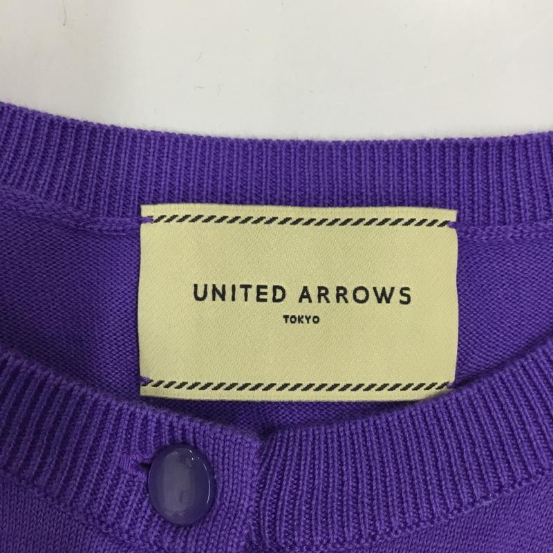 ユナイテッドアローズ UNITED ARROWS アンサンブルニット 長袖 1528-106-0078 UGCB コットン カーディガン ノースリーブニット タートルネック クルーネック 無地 紫 / パープル / レディース USED 古着 中古 10107481