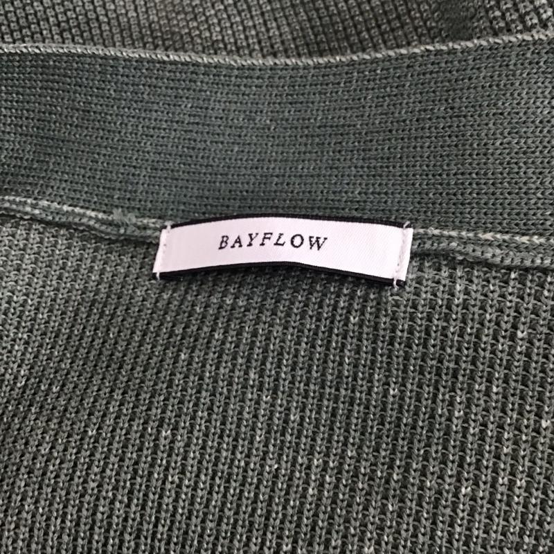 ベイフロー BAYFLOW カーディガン 長袖 長袖カーディガン 長袖カットソー ノーカラージャケット 前開カーディガン 4 無地 緑 / グリーン / メンズ USED 古着 中古 10121044