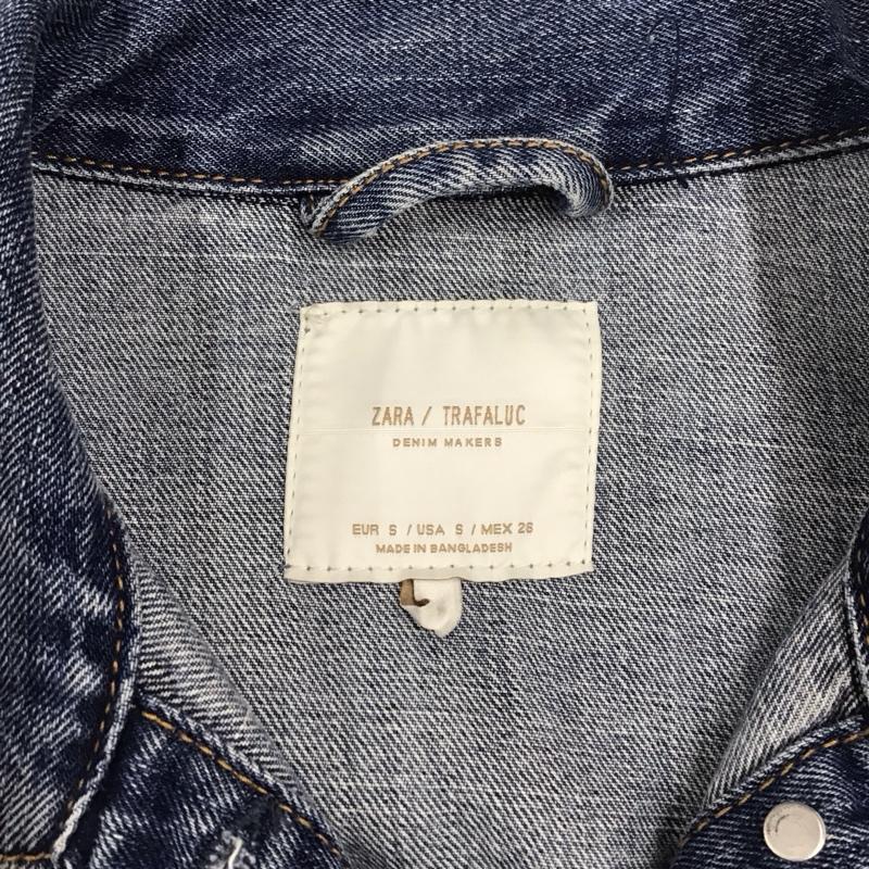ザラ ZARA TRAFALUC ジャケット、上着 ジャケット、ブレザー デニムジャケット Gジャン アウター カラージャケット ダメージ加工 S ダメージ加工 インディゴ / インディゴ / レディース USED 古着 中古 10112100