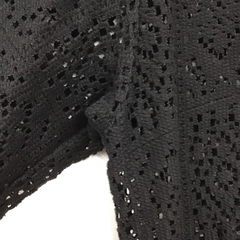 ダブルクローゼット w closet シャツ、ブラウス 半袖 半袖ニットシャツ 前ボタン 編み上げニット 総柄 黒 / ブラック / レディース USED 古着 中古 10138827