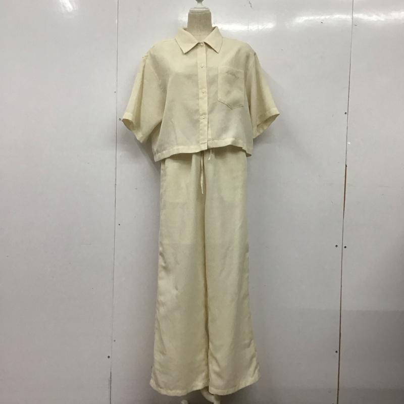 ローリーズファーム LOWRYS FARM セットアップ セットアップ lf623103ad メッシュクロップドシャツ ワイドパンツ 2点セット FREE 無地 オフホワイト / オフホワイト / レディース USED 古着 中古 10138403