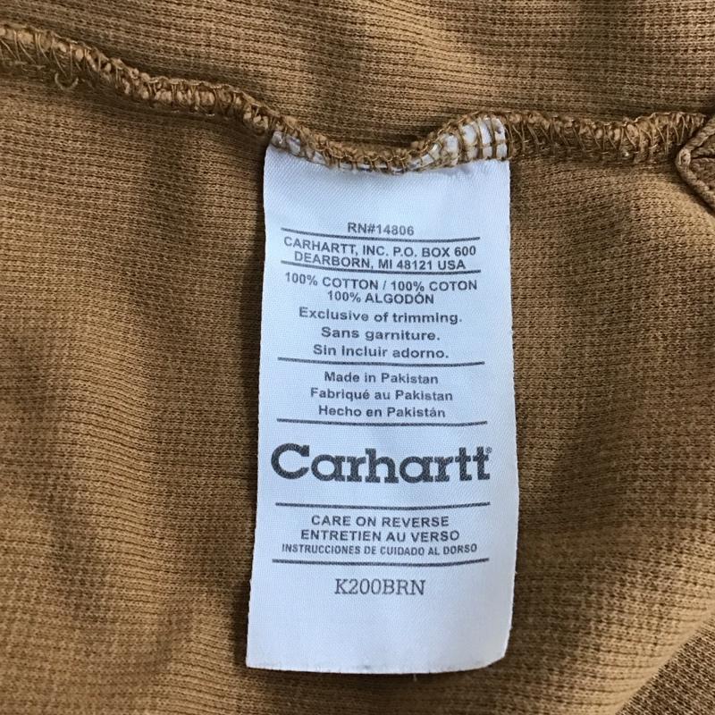 カーハート Carhartt カットソー 長袖 k200brn CottonLongSleeveHenleyShirt 長袖Tシャツ ヘンリーネックカットソー L 無地 茶 / ブラウン /  メンズ USED 古着 中古 10111630