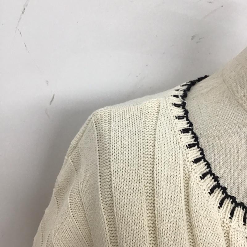 ザラ ZARA ニット、セーター 長袖 長袖ニットカットソー Vネックカットソー リブニット S 無地 白 / ホワイト / レディース USED 古着 中古 10118521