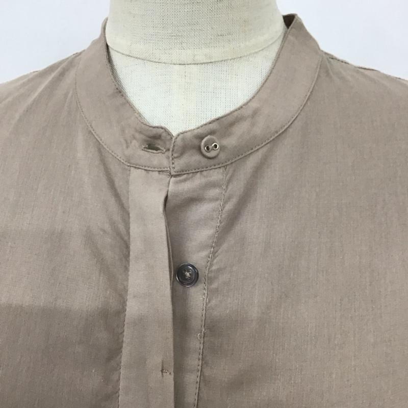 グリーンレーベルリラクシング green label relaxing シャツ、ブラウス 七分袖 3611-104-1941 ピンタック バンドカラー 無地 ベージュ / ベージュ / レディース USED 古着 中古 10109664